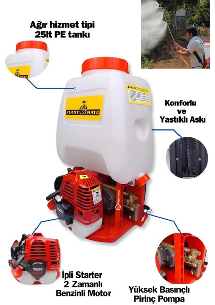 Benzinli Basınçlı Sırt Ilaçlama Makinesi 25 Litre OS-768 fırsatları