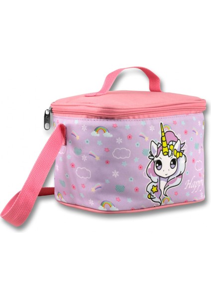 Termoslu/ısı Yalıtımlı Beslenme Çantası - 5016 - Gökkuşağı Unicorn, Turkuaz Pembe (Kız Çocuk)