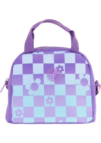 Kız Çocuklarına Özel Mor Mavi Papatya ve Dama Baskılı Beslenme Çantası (Isı Yalıtımlı) (K9060) fiyatları