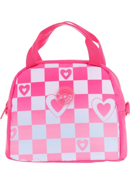 Kız Çocuklarına Özel Pembe Mavi Dama Baskılı Beslenme Çantası (Isı Yalıtımlı) (K9063) fiyatları