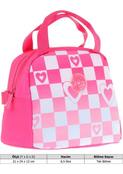 Kız Çocuklarına Özel Pembe Mavi Dama Baskılı Beslenme Çantası (Isı Yalıtımlı) (K9063) modelleri