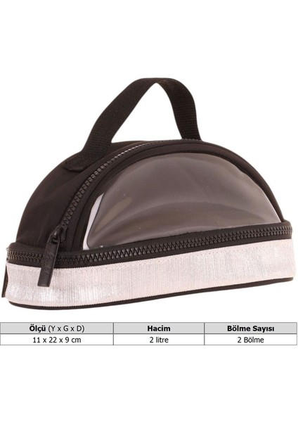 Crescent Taşıma Saplı Kız Çocuk Iki Gözlü Kalemlik - Siyah, Şeffaf Cepli - K2724 modelleri