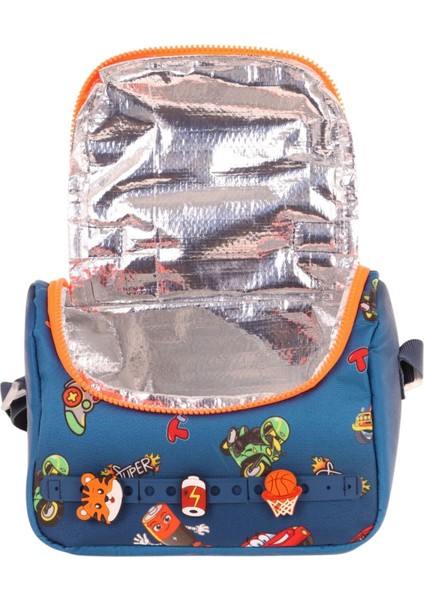 Kids Isı Yalıtımlı, Silikon Aksesuarlı Beslenme Çantası - Lacivert Turuncu - Erkek Çocuk - L7259 modelleri