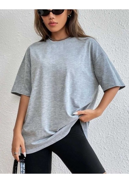 Oversize T-Shirt Baskılı Gri Renk fiyatları