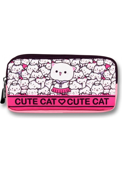 5014 (Sevimli Kediler Desenli - Pembe Beyaz Renkli) Kız Çocuk Kalem Çantası fiyatları