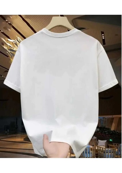 Oversize T-Shirt Çizgi Baskılı Beyaz Renk fiyatları