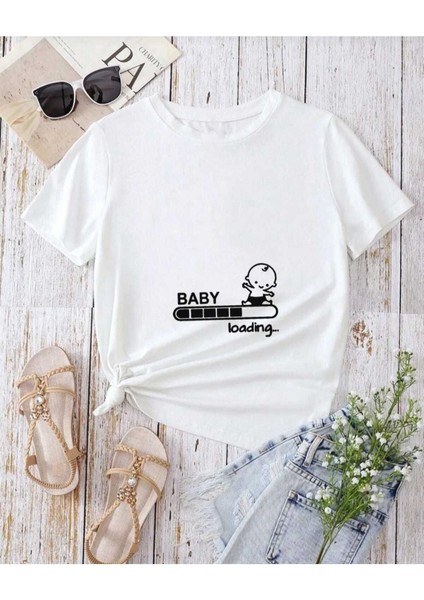 Oversize T-Shirt Baskılı Beyaz Renk