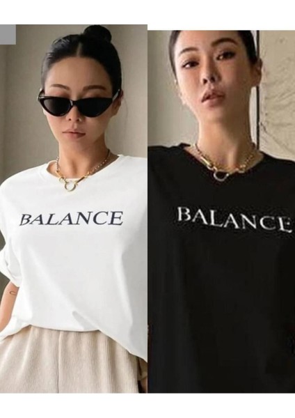 Oversize T-Shirt Baskılı Siyah Beyaz Renk fiyatları