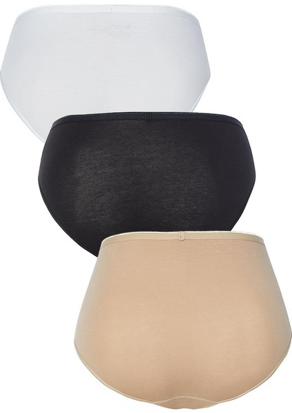 Kadın Slip Külot 3'lü Paket Essential 1575 - Beyaz Ten Siyah fiyatları