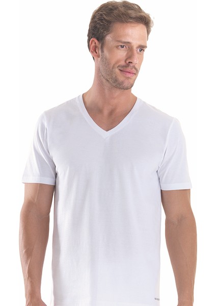 Erkek Fanila 2'li Paket V Yaka Loose Fit 9639 - Beyaz