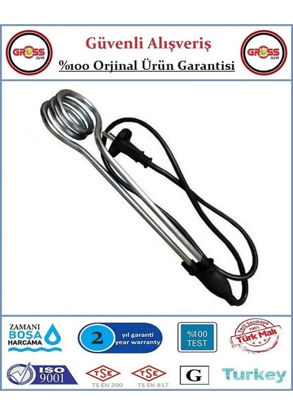 Elektrikli Su Isıtıcı - Daldırma Kova Içi Su Isıtıcı - 1500 Watt fiyatları