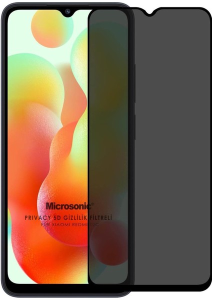 Xiaomi Redmi 12C Privacy 5d Gizlilik Filtreli Cam Ekran Koruyucu Siyah