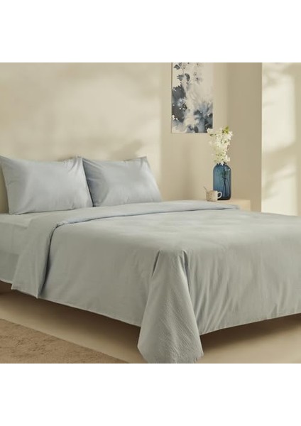 Home Fiora Soft TOUCH%100 Pamuk Çift Kişilik Nevresim Takımı Mavi