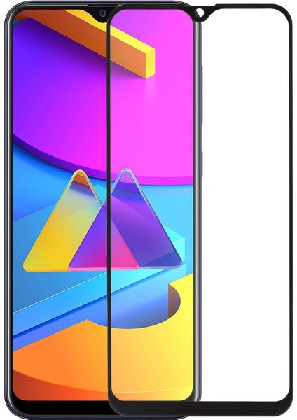 Galaxy M10S Tam Kaplayan Temperli Cam Ekran Koruyucu Siyah