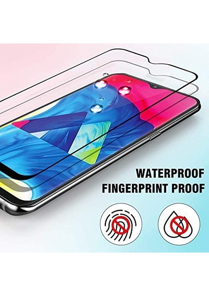 Galaxy M10S Tam Kaplayan Temperli Cam Ekran Koruyucu Siyah