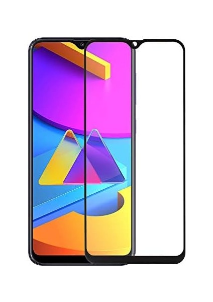 Galaxy M10S Tam Kaplayan Temperli Cam Ekran Koruyucu Siyah