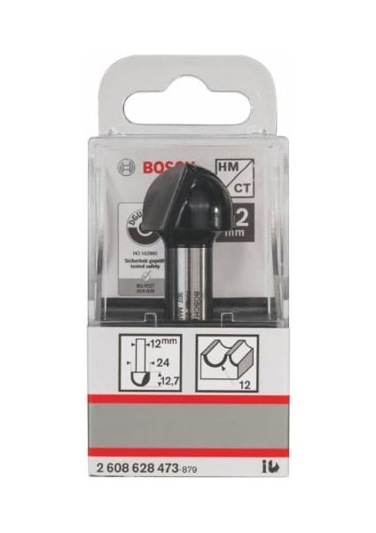 Aksesuarı 2608628473 Oyuklu Freze Ç 12 Mm, R1 12 Mm, D 24 Mm, L 12,7 Mm, G 57 mm fiyatları