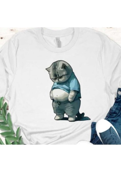 Oversize T-Shirt Baskılı Beyaz Renk