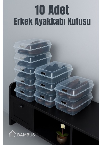 10'lu Şeffaf Erkek Ayakkabı Kutusu