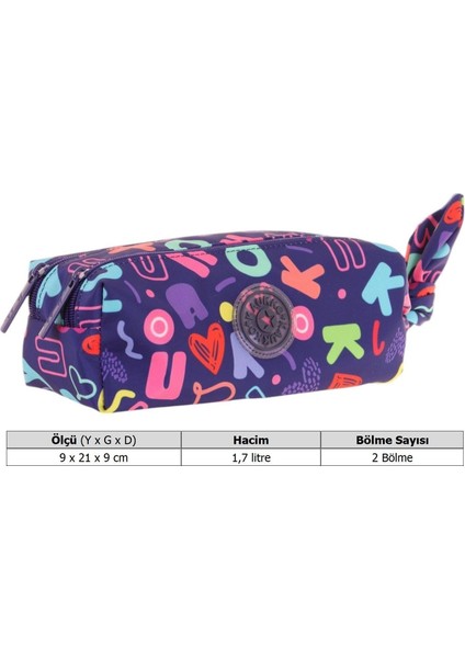 Kız Çocuk Iki Bölmeli Lacivert Kaukko Kalp Baskılı Kalem Çantası/kalemlik - K2693 modelleri