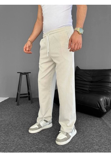 Su Yolu Çizgili Cepli Pantalon Yazlık - Bej fiyatları