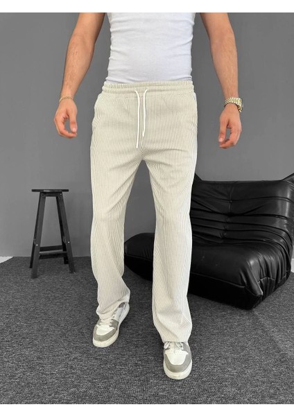 Su Yolu Çizgili Cepli Pantalon Yazlık - Bej modelleri