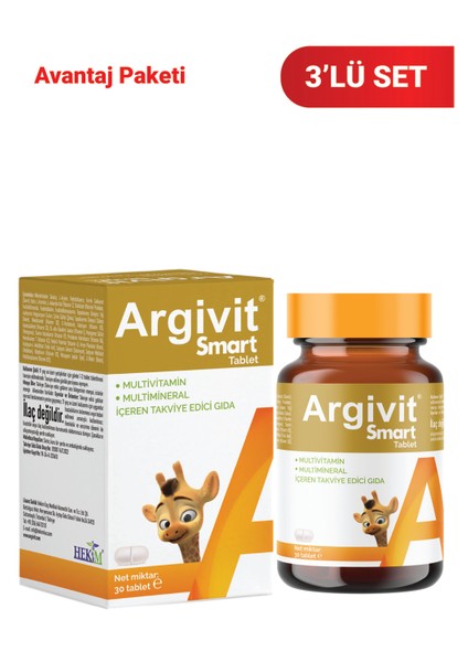 Smart Tablet 30 Tablet 3'lü Paket - Fosfatidilserin, Kolin, L-Arginin, Multivitamin ve Multimineral