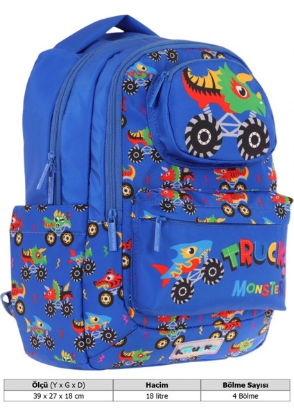 Toys Erkek Çocuk 3D Kamyon Şekilli Ilkokul ve Günlük Sırt Çantası - Mavi - L5255 fırsatları