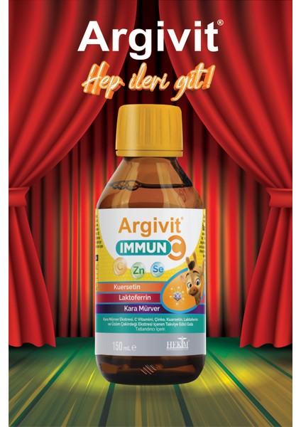 Immun C Şurup ( Kara Mürver, C Vitamini, Çinko, Kuersetin, Laktoferrin, Üzüm ) 150 ml - Karışık Meyve Aromalı