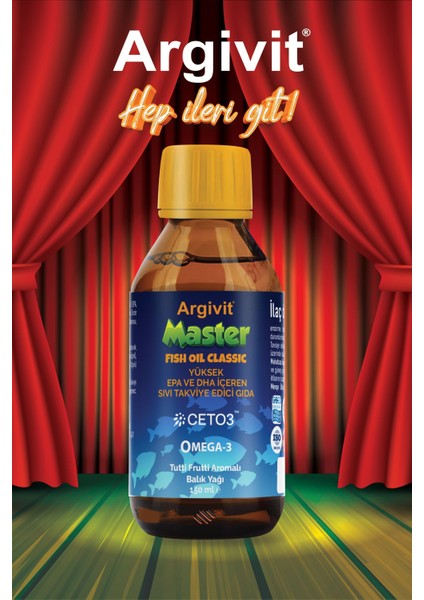Master Fish Oil Yüksek Omega-3 (3000mg) İçeren Balık Yağı 150 ml - Tutti Frutti Aromalı