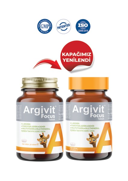 Focus 3’lü Paket L-Arjinin, Fosfotidilserin, Demir, Multivitamin ve Multimineral İçeren Tablet 30 Tablet