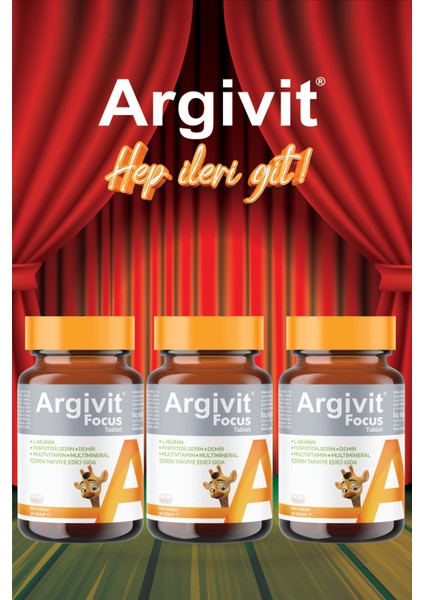 Focus 3’lü Paket L-Arjinin, Fosfotidilserin, Demir, Multivitamin ve Multimineral İçeren Tablet 30 Tablet