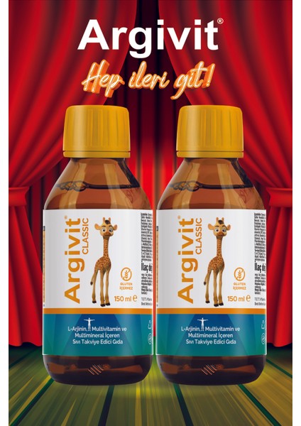Classic L-Arjinin, Multivitamin ve Multimineral İçeren Sıvı 150 ml 2'li Paket - Portakal ve Vanilya Aromalı
