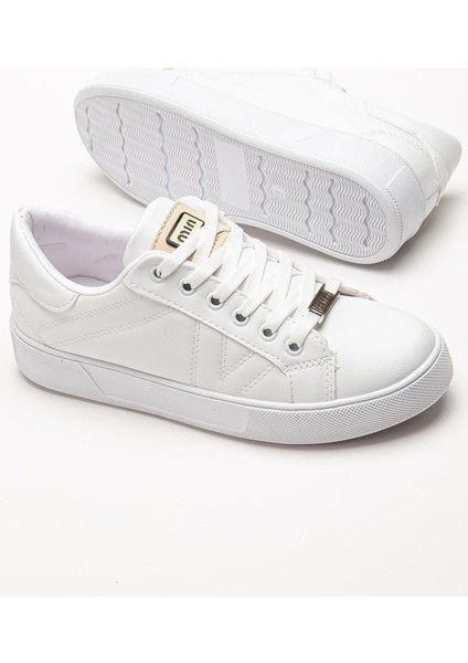 Kadın Casual Spor Ayakkabı Beyaz Ince Taban Bağcıklı