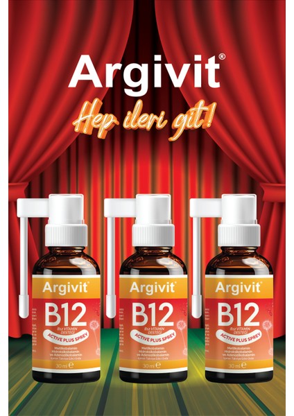 Active Plus B12 Vitamin 3'lü Paket (Metilkobalamin, Hidroksikobalamin ve Adenozilkobalamin) Sprey 30 ml
