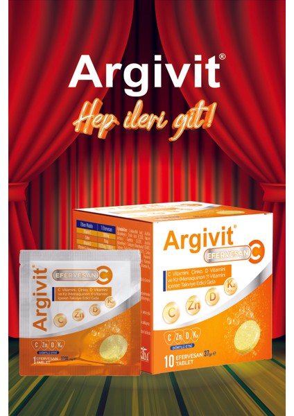 Efervesan C Tablet C Vitamini, Çinko, D Vitamini ve K2 Vitamini (Menaquinon 7) İçeren 10 Saşe