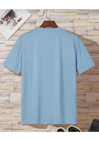 Oversize T-Shirt Black Baskılı Mavi Renk