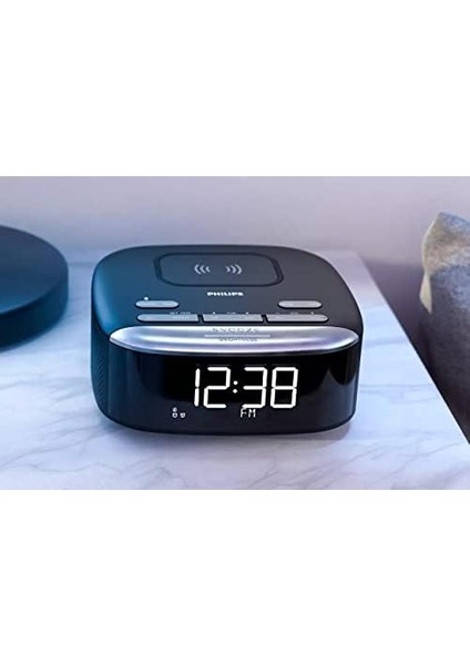 TAR7606/10 Radyo Çalar Saat, Şarj Fonksiyonlu, Çok Fonksiyonlu Radyo Çalar Saat, Kablosuz Qi Şarj Cihazı, Bluetooth Akışı ve Büyük, Net Ekran