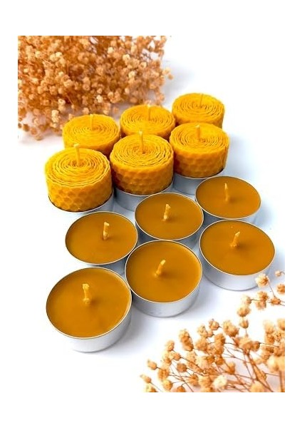 12 Adet (6'sı Sarma) Bal Mumu Mum Tealight Doğal Petek Balmumu Mum Beeswax Candle fiyatları