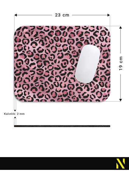 Leopar Desenli Renkli Ergonomik Mouse Pad - 23 cm x 19 cm - Kaymaz Taban Ev ve Ofis Kullanımı Fare Altlığı Mousepad