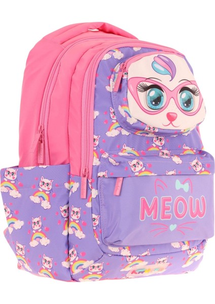 Toys Kız Çocuk 3D Kedi Şekilli Ilkokul ve Günlük Sırt Çantası - Mor Pembe - L5236