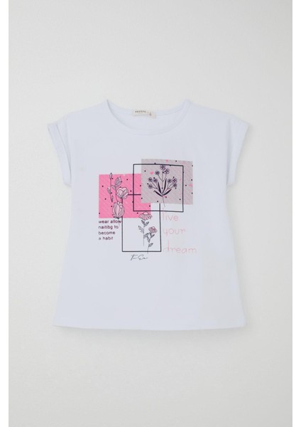 Kız Çocuk Pantolonlu Takım Çiçek Baskılı Yırtmaçlı 6-12 Yaş, Beyaz fiyatları