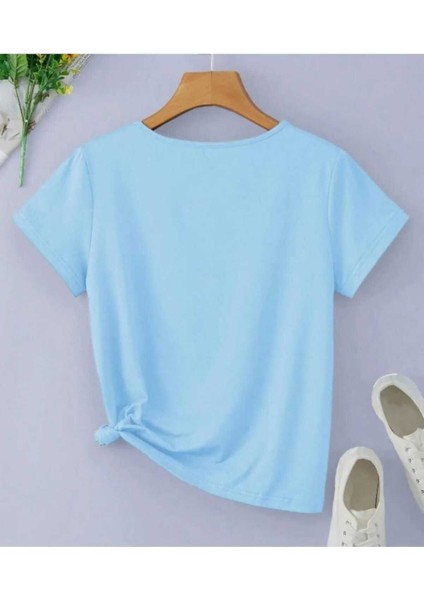 Oversize T-Shirt Baskılı Mavi Renk