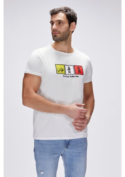 Entree Beyaz Erkek Baskılı Tişört 25.01.07.005-BEYAZ