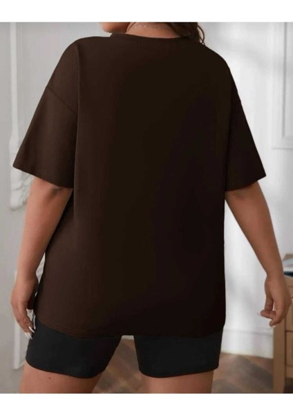 Oversize T-Shirt Baskılı Kahverengi Renk fiyatları