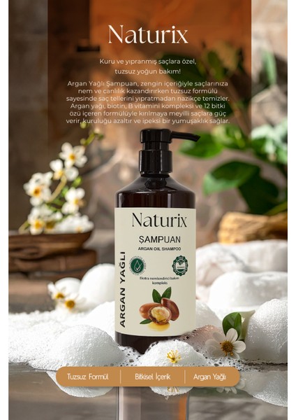 2'li Tuzsuz Argan Yağlı Şampuan + Keratin Şampuan 600 ml Bitkisel Şampuan Paraben Içermez fırsatları