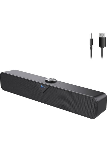 DS102 Kablolu Usb/aux 6W Tak Çalıştır Kolay Kurulum Yüksek Çözünürlüklü Stereo Surround Ses Tv/pc/telefon/tablet Geniş Uyum Kompakt Soundbar Taşınabilir Hoparlör Siyah