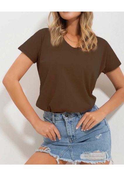 Oversize T-Shirt Baskılı Kahverengi Renk fiyatları