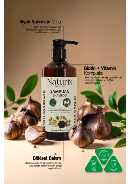 Kepeğe Karşı Süfatsız Isırgan Otu Özlü Şampuan 2 x 600ML + Kokusuz Siyah Sarımsak Şampuanı 2 x 600ML fırsatları