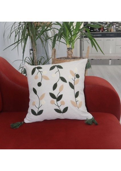 Punch Nakışlı Dekoratif Kırlent Kılıfı 1'li Kare